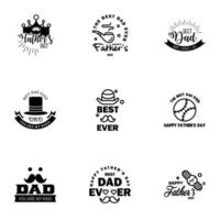 9 Black Happy Fathers Day Design Collection A set of twelve brown colored vintage style Fathers Day Designs on light background Editable Vector Design Elements