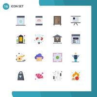 Mobile Interface Flat Color Set of 16 Pictograms of learn property finance house apartment Editable Pack of Creative Vector Design Elements