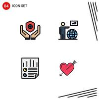 Set of 4 Modern UI Icons Symbols Signs for medical data handcare user page Editable Vector Design Elements