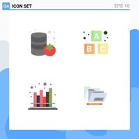 Pack of 4 Modern Flat Icons Signs and Symbols for Web Print Media such as canned market alphabet business file Editable Vector Design Elements