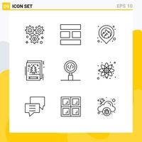 Set of 9 Modern UI Icons Symbols Signs for coding xmas layout greeting card Editable Vector Design Elements
