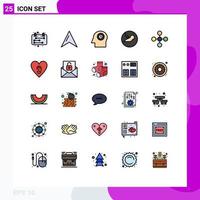 Universal Icon Symbols Group of 25 Modern Filled line Flat Colors of share link head central embryo Editable Vector Design Elements