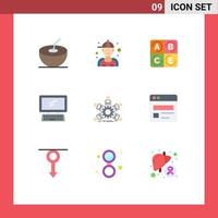 Set of 9 Modern UI Icons Symbols Signs for business group health team keyboard Editable Vector Design Elements