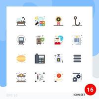 paquete de iconos de vector de stock de 16 signos y símbolos de línea para gancho de tren marketing sello de pesca paquete editable de elementos creativos de diseño de vectores