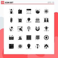 Group of 25 Solid Glyphs Signs and Symbols for seo package optimization furniture marketing summer Editable Vector Design Elements