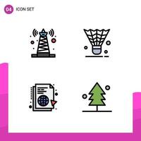 4 User Interface Filledline Flat Color Pack of modern Signs and Symbols of signal learning satellite shuttle globe Editable Vector Design Elements