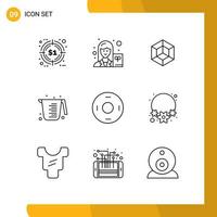 conjunto de 9 iconos de interfaz de usuario modernos símbolos signos para medir vóxeles jarra hornear elementos de diseño vectorial editables vector