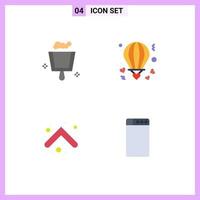 Editable Vector Line Pack of 4 Simple Flat Icons of broom arrows air love direction Editable Vector Design Elements