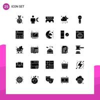 25 User Interface Solid Glyph Pack of modern Signs and Symbols of electronics weather info ui cloud Editable Vector Design Elements