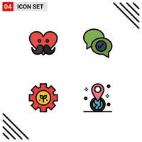 Universal Icon Symbols Group of 4 Modern Filledline Flat Colors of dad plant love mail setting Editable Vector Design Elements