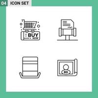 Mobile Interface Line Set of 4 Pictograms of black friday top shopping rules bangladesh Editable Vector Design Elements