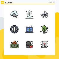 9 Creative Icons Modern Signs and Symbols of lock encryption count down outdoor lamp Editable Vector Design Elements
