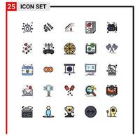 25 Universal Filled line Flat Color Signs Symbols of report document work data stage Editable Vector Design Elements