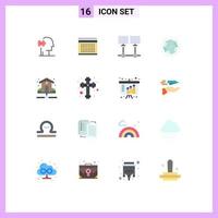 Flat Color Pack of 16 Universal Symbols of house jewel connect gem server Editable Pack of Creative Vector Design Elements