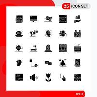 Set of 25 Commercial Solid Glyphs pack for email contact imac communication logistic Editable Vector Design Elements