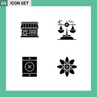Editable Vector Line Pack of 4 Simple Solid Glyphs of shop law store conclusion smartphone Editable Vector Design Elements