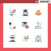 Pack of 9 Modern Flat Colors Signs and Symbols for Web Print Media such as delivery hardware cubes disconnected cord Editable Vector Design Elements