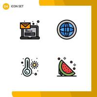 4 Universal Filledline Flat Colors Set for Web and Mobile Applications computer support message communication temperature Editable Vector Design Elements