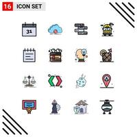 Universal Icon Symbols Group of 16 Modern Flat Color Filled Lines of notebook van books bus city Editable Creative Vector Design Elements