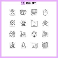 Set of 16 Vector Outlines on Grid for mouse gadget secure devices control Editable Vector Design Elements