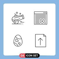 Set of 4 Modern UI Icons Symbols Signs for cannon decoration ramadan online egg Editable Vector Design Elements