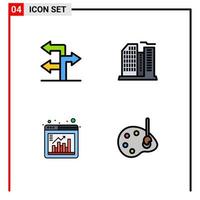 Modern Set of 4 Filledline Flat Colors and symbols such as arrow browser building office art Editable Vector Design Elements