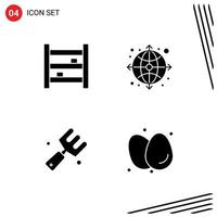 4 User Interface Solid Glyph Pack of modern Signs and Symbols of cabinet agriculture interior globe farming Editable Vector Design Elements