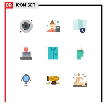 Universal Icon Symbols Group of 9 Modern Flat Colors of cloth science data scientist education apple Editable Vector Design Elements