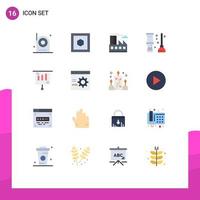 16 User Interface Flat Color Pack of modern Signs and Symbols of money business city room clean Editable Pack of Creative Vector Design Elements