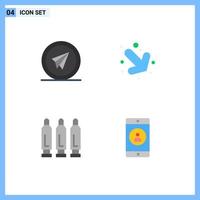 4 Universal Flat Icon Signs Symbols of airplane gun paper down weapon Editable Vector Design Elements