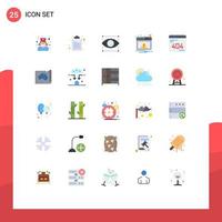 25 Universal Flat Color Signs Symbols of web development designing develop notification Editable Vector Design Elements