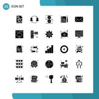 Pack of 25 Modern Solid Glyphs Signs and Symbols for Web Print Media such as mail compose transfer comment effective Editable Vector Design Elements