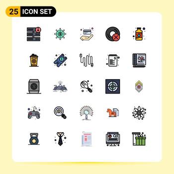 Mobile Interface Filled line Flat Color Set of 25 Pictograms of art gadget atm disc computers Editable Vector Design Elements