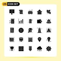 Modern Set of 25 Solid Glyphs and symbols such as autumn court alarm columns acropolis Editable Vector Design Elements