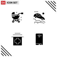 User Interface Pack of 4 Basic Solid Glyphs of baby carriage hospital pram falling down phone Editable Vector Design Elements