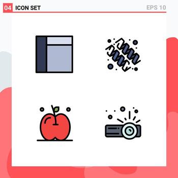 Stock Vector Icon Pack of 4 Line Signs and Symbols for grid device protein apple projector Editable Vector Design Elements