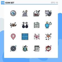 16 Creative Icons Modern Signs and Symbols of gentleman father data analysis dad masks Editable Creative Vector Design Elements