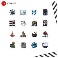 Group of 16 Modern Flat Color Filled Lines Set for downgrade hardware arrow gadget computers Editable Creative Vector Design Elements