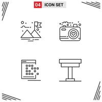 User Interface Pack of 4 Basic Filledline Flat Colors of finish network camera photo record Editable Vector Design Elements