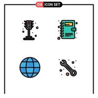 Universal Icon Symbols Group of 4 Modern Filledline Flat Colors of city globe light phone book customer Editable Vector Design Elements