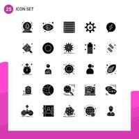 Universal Icon Symbols Group of 25 Modern Solid Glyphs of chat lock marketing setting house Editable Vector Design Elements