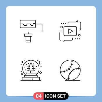 conjunto de 4 iconos de interfaz de usuario modernos símbolos signos para patrón bola de nieve chat jugar día del padre elementos de diseño vectorial editables vector