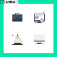 4 Creative Icons Modern Signs and Symbols of briefcase work documents suitcase candle Editable Vector Design Elements