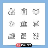 User Interface Pack of 9 Basic Outlines of city crypto currency dumbbell crypto luck chain Editable Vector Design Elements