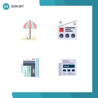 Editable Vector Line Pack of 4 Simple Flat Icons of rain elevator spring marketing lift Editable Vector Design Elements