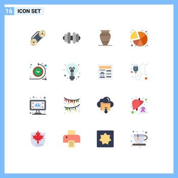 paquete de interfaz de usuario de 16 colores planos básicos de proceso de tiempo estadísticas de tiempo de ciclo de tarro regular paquete editable de elementos creativos de diseño de vectores