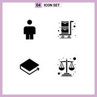 conjunto de 4 iconos modernos de la interfaz de usuario signos de símbolos para el equilibrio del cuerpo carrito de la compra cripto préstamo hipotecario elementos de diseño vectorial editables vector