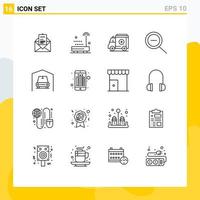 Outline Pack of 16 Universal Symbols of internet banking van technology garage out Editable Vector Design Elements