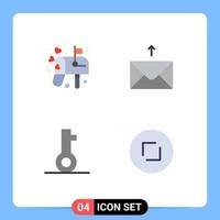 4 iconos planos universales establecidos para aplicaciones web y móviles cuadro contraseña correo enviar flechas elementos de diseño vectorial editables vector