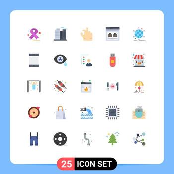 25 User Interface Flat Color Pack of modern Signs and Symbols of net business pinch bag web Editable Vector Design Elements